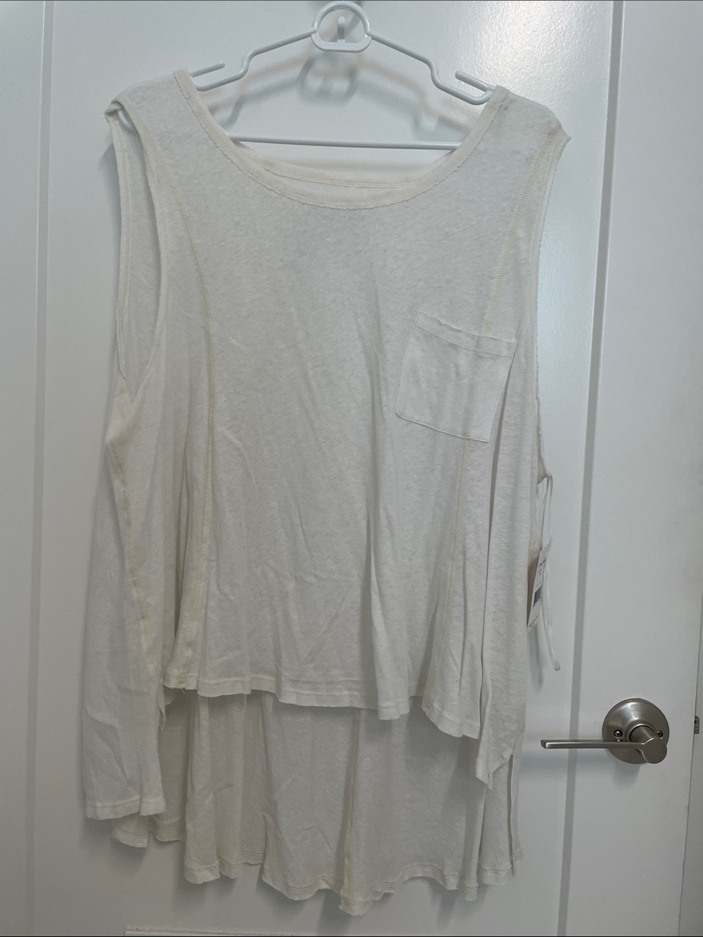 We The Free Cream Layered Pocket Tank Top